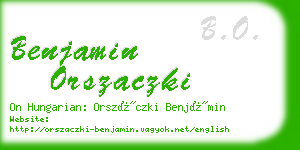 benjamin orszaczki business card